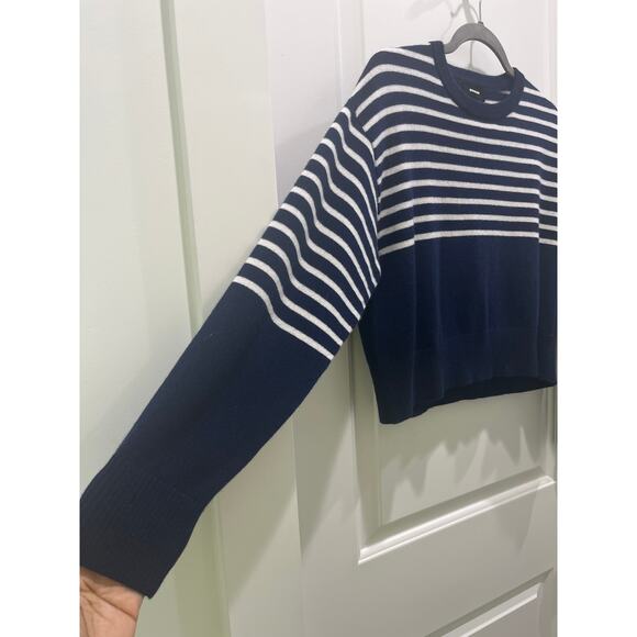 Monrow Wool Cashmere Stripe Crew Neck Sweater Sz XS - Picture 4 of 9